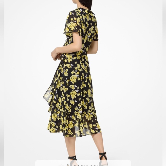 Michael kors Floral Georgette Ruffled Wrap Dress Size XS - Picture 3 of 9